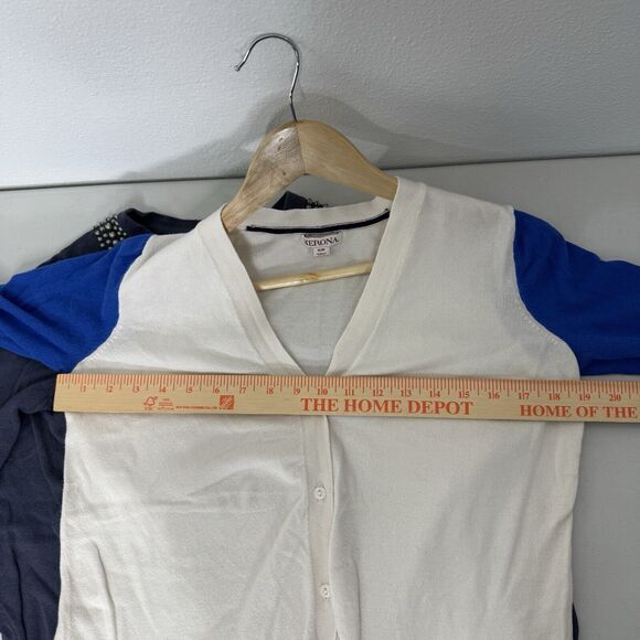 Merona Sweater Cardigans Blue & White Button Down Pearl Long Sleeve Womens Small - Picture 16 of 16